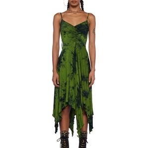 Wherever You Wander green Hanky hem DollsKill Current Mood dress Large